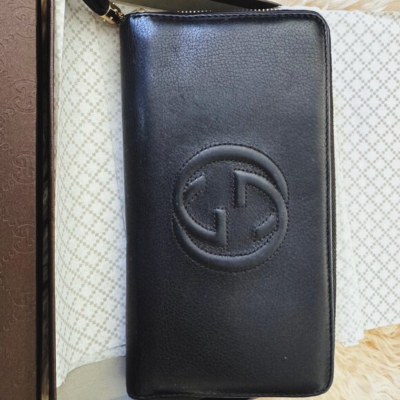 Gucci Black Pebbled Leather Continental Wallet with Tassel - Picture 3 of 12